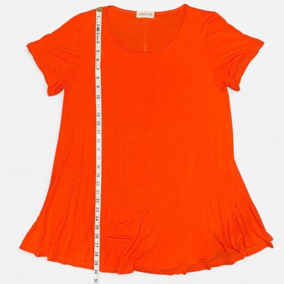Orange Short Sleeve Flowy Tunic Shirt - Picture 4 of 5